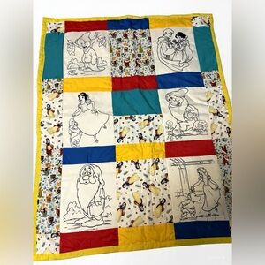 Children's Patchwork Coloring Bedding Quilt with Multicolor Panels